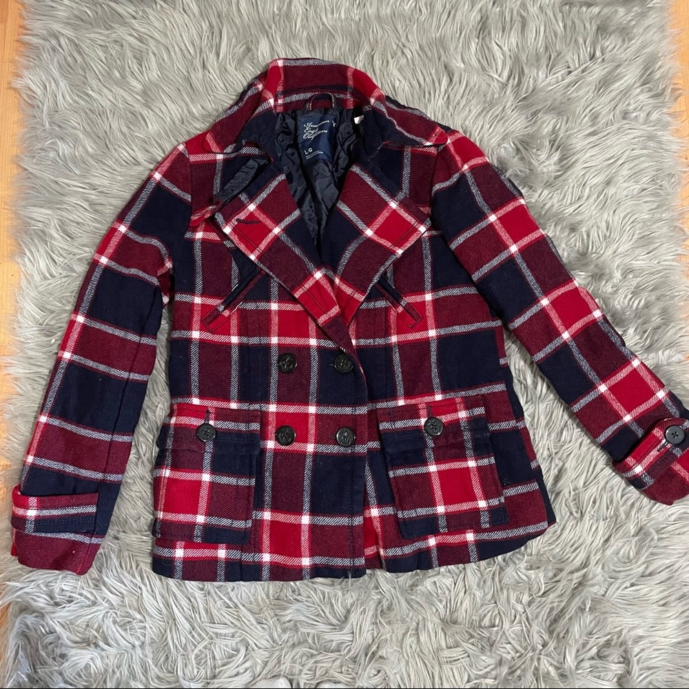 AE Quilted Wool Winter Jacket Pea Coat